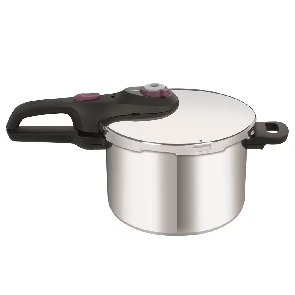 Panela de Pressão com Cesta 6L Rochedo em Aço Inox com Fundo Triplo, Fechamento Externo, 5 Sistemas de Segurança e Cesto de Vapor