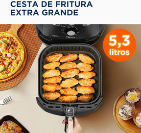 Fritadeira Airfryer Sem Óleo 5,3L, 1700W Preto FRB50P, Midea