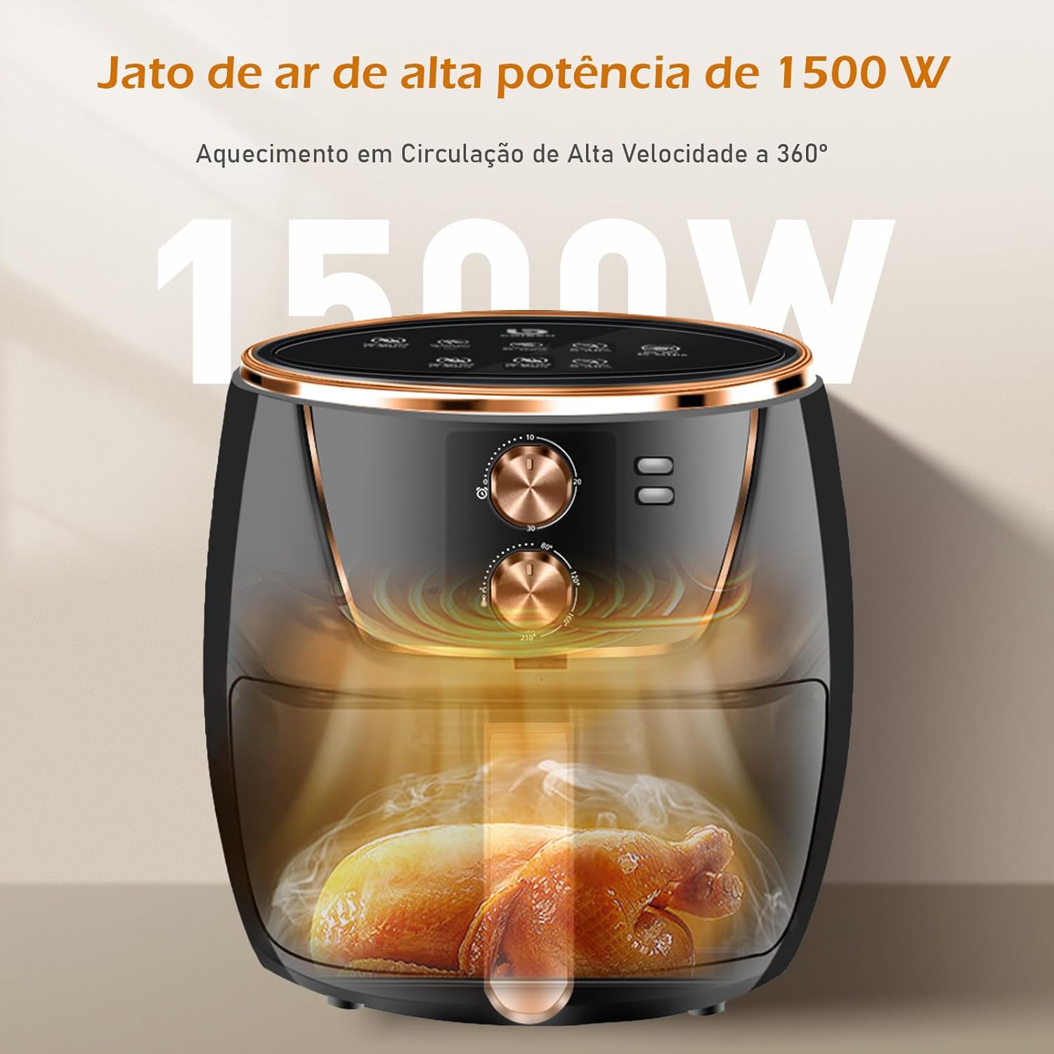 Air Fryer, Fritadeira Sem Óleo Air Fryer 5L, 1500W, WKK-002