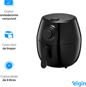 Fritadeira Elétrica Quick Fryer Elgin 4 Litros Preta com cesta removível - Airfryer