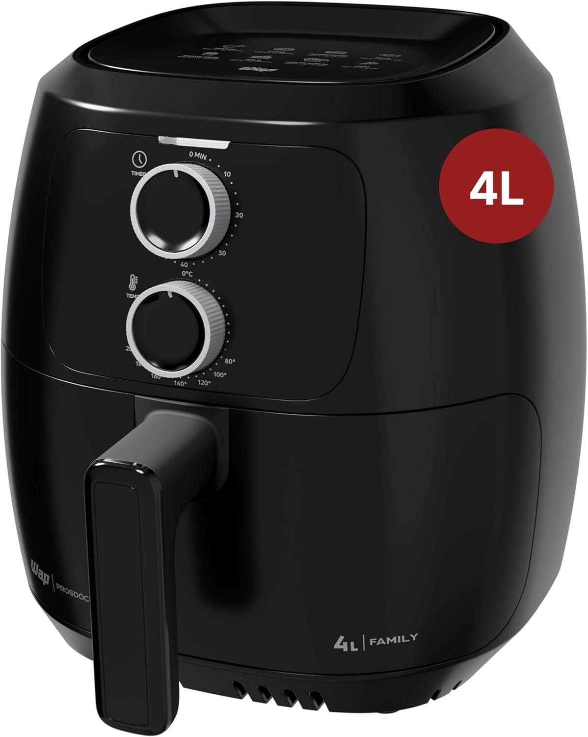 WAP Fritadeira Elétrica Air Fryer FAMILY WAFF2-P 4 Litros, Preto, Revestimento Antiaderente, 1500W