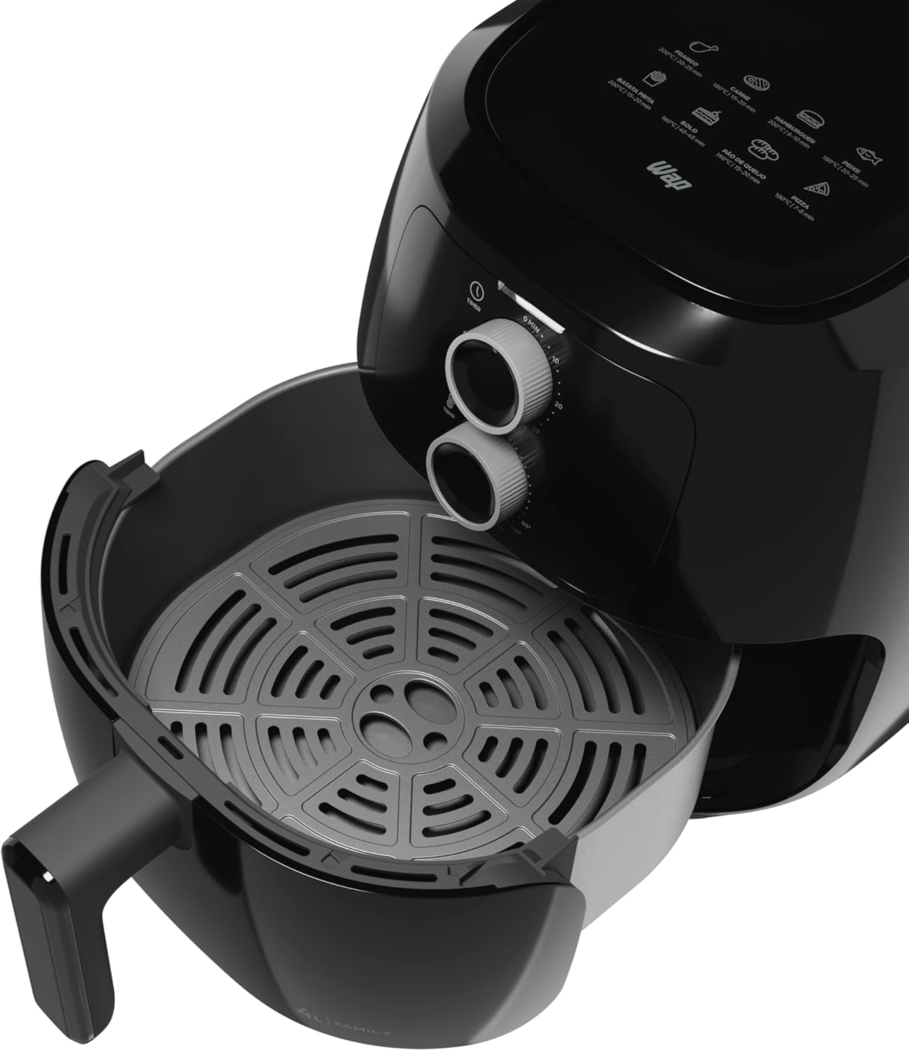 WAP Fritadeira Elétrica Air Fryer FAMILY WAFF2-P 4 Litros, Preto, Revestimento Antiaderente, 1500W