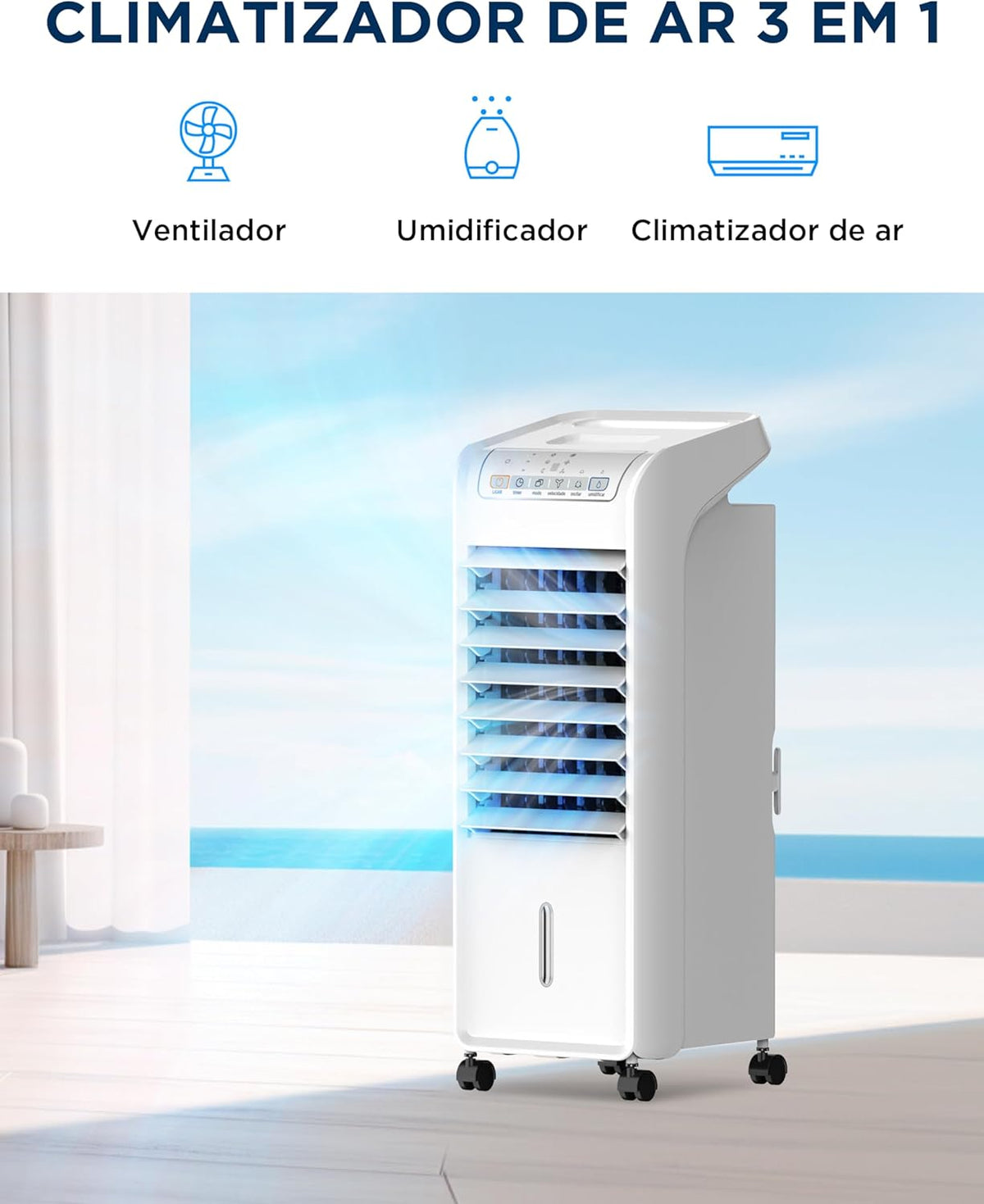 Climatizador de Ar Frio, 60W, 4,5L, Midea Branco, AKAF1