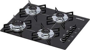 Cooktop 4 bocas Chamalux ultra chama Bivolt Trempe de Chapa Preto