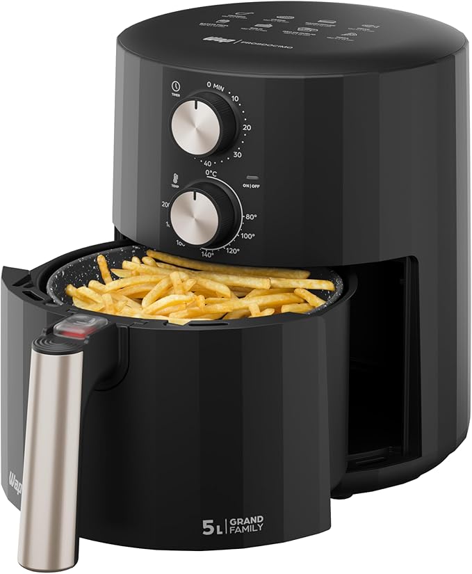 WAP Fritadeira Elétrica Air Fryer GRAND FAMILY 5 Litros, Temperatura Ajustável, Revestimento Antiaderente, 1500W