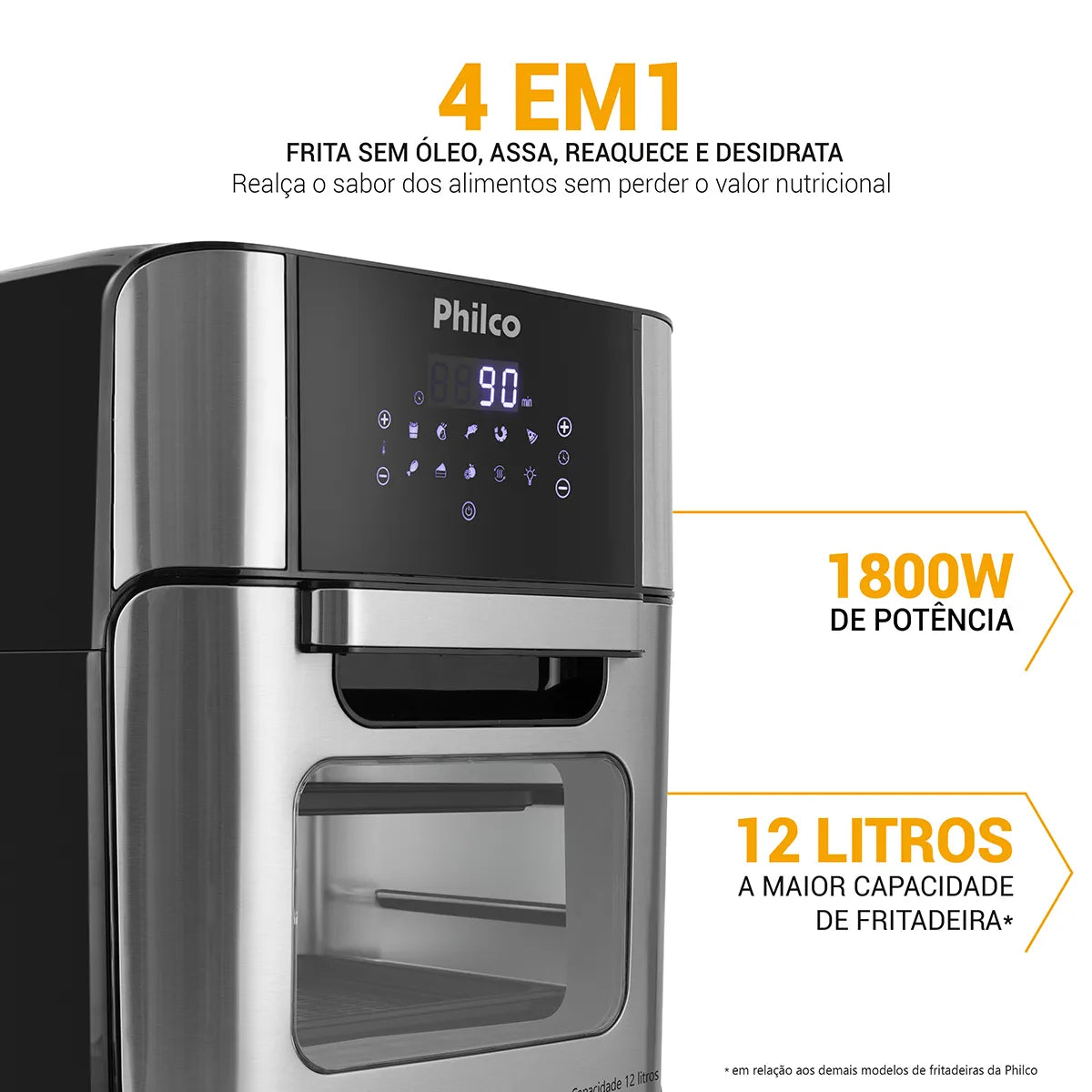 Fritadeira Elétrica Sem Óleo Air Fry Philco Oven PFR2200P 12L