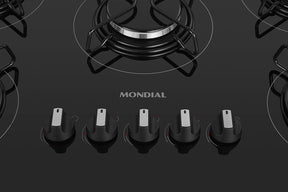 Cooktop a Gás, 5 Bocas, Mondial, Preto/Inox, Bivolt - CTG-02