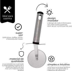 Mimo Style Cortador de Pizza, Útil Para Cortar Também tortas, Waffles e Biscoitos de Massa, Material em Aço Inox