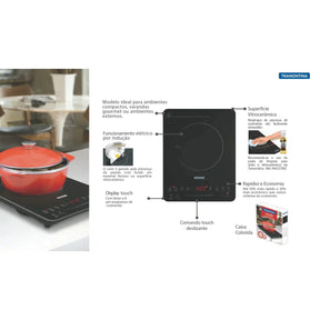 Cooktop Portátil por Indução Tramontina Slim Touch EI 30 com 1 Área de Aquecimento e Comando Touch 127 V