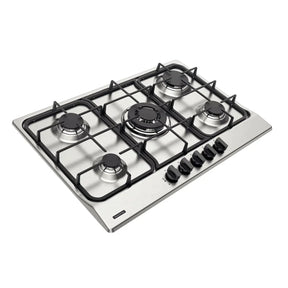 Cooktop a Gás Tramontina Penta FF 5GX Tri 75 em Aço Inox e Trempes em Ferro Fundido com Acendimento Superautomático 5 Queimadores