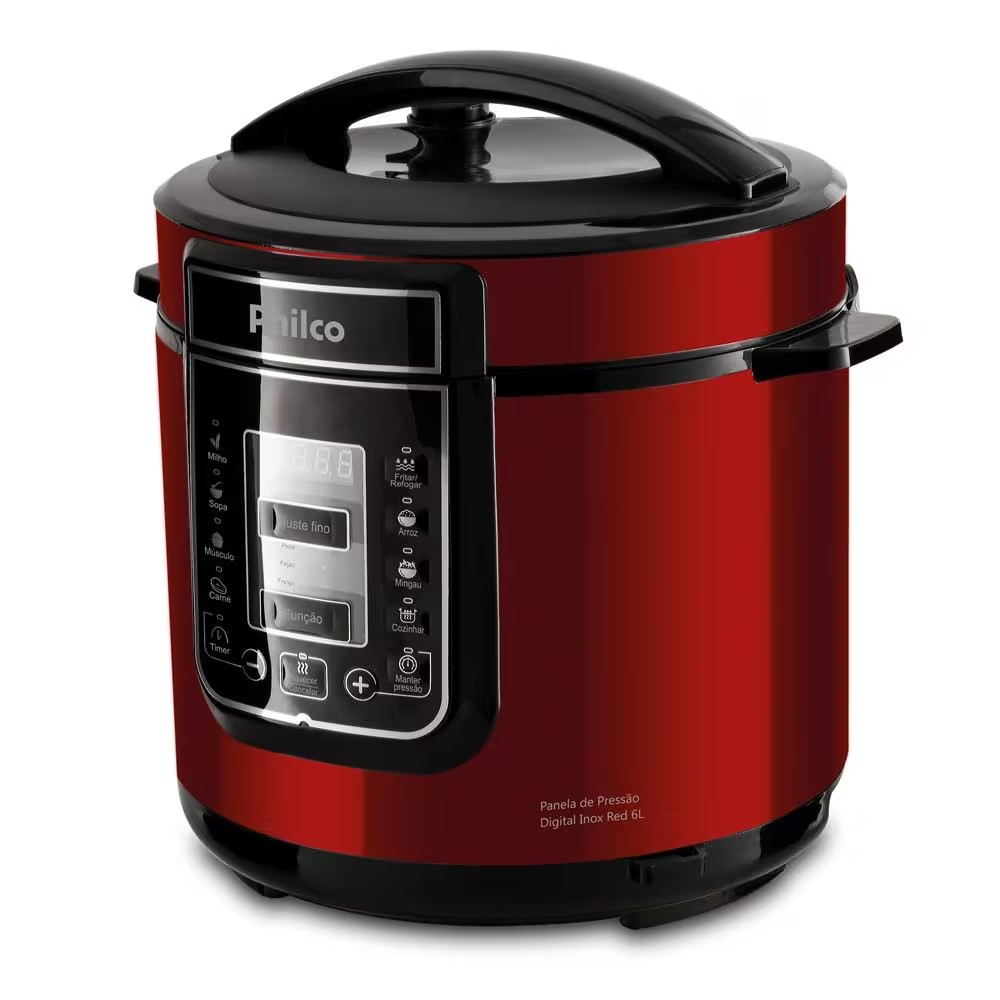 Panela de pressão, Digital inox red ppp01, 6L, Vermelho, 110v, Philco