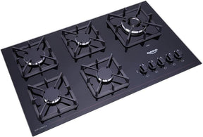 Cooktop a Gás 5 Bocas Preto com Mesa de Vidro e Tripla Chama Dako Diplomata Bivolt