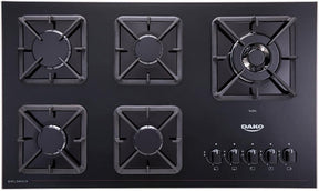 Cooktop a Gás 5 Bocas Preto com Mesa de Vidro e Tripla Chama Dako Diplomata Bivolt