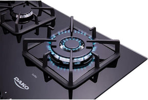 Cooktop a Gás 5 Bocas Preto com Mesa de Vidro e Tripla Chama Dako Diplomata Bivolt