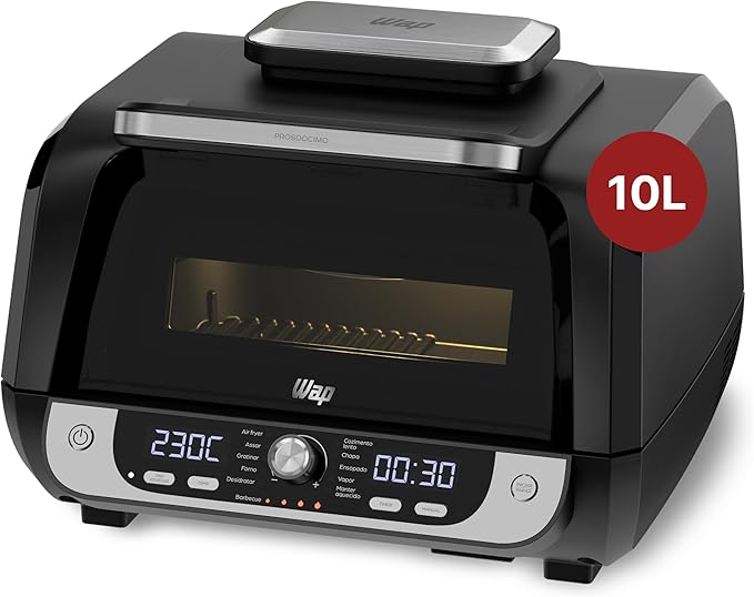 WAP Fritadeira Elétrica Air Fryer Barbecue Digital 12 em 1, 10 Litros, 4 Níveis de Temperatura, Antiaderente, 1700W