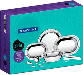 Kit para Servir Aço Inox com 8 Peças Tramontina Ciclo Prata