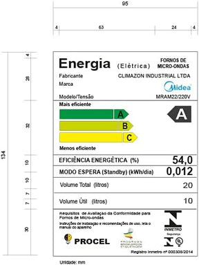 Forno Micro-ondas 20L Branco Espelhado Midea 127V MRAM21