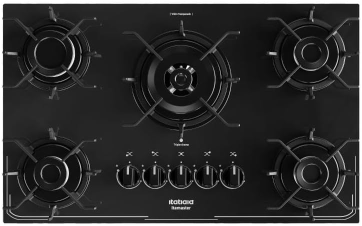 Cooktop 5 Bocas a Gás Itatiaia Itamaster com Tripla Chama e Acendimento Superautomático Preto Bivolt