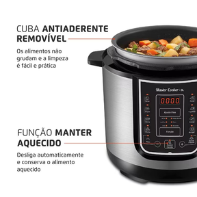 Panela Elétrica de Pressão Mondial Digital Master Cooker PE-40 3L - Preta/Inox