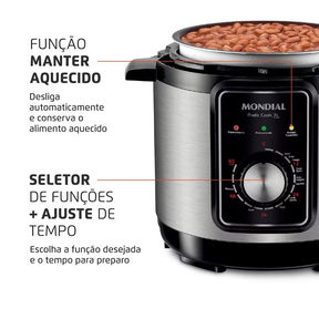 Panela Elétrica de Pressão Mondial PE-47 Pratic Cook 3L - Inox