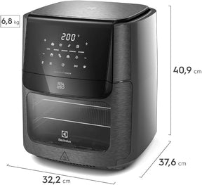 Electrolux por Rita Lobo EAF90 Grafite - Fritadeira Elétrica sem oleo, Airfryer 12L, digital receita programada, 2 bandejas espeto giratório, 1700W