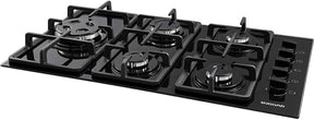 Suggar Cooktop Vidro Preto 5 Queimadores Esmaltados Trempes Ferro Fundido Tripla Chama Lateral FG5335VP