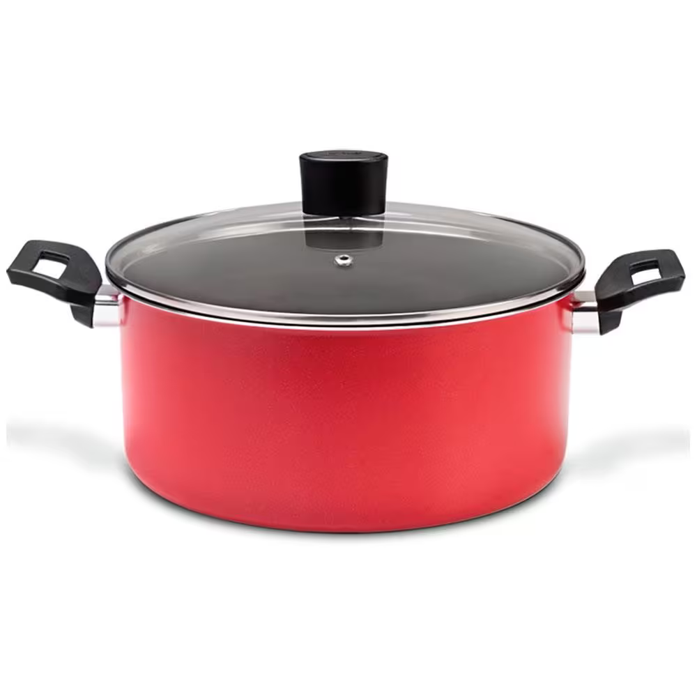 Conjunto de Panelas 10 Peças Brinox Onion em Alumínio e Revestimento Antiaderente com Wok e Utensílios - Vermelho