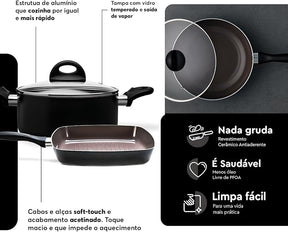 Brinox - Jogo de Panelas 8 Peças Ceramic Life Smart Plus - Vanilla