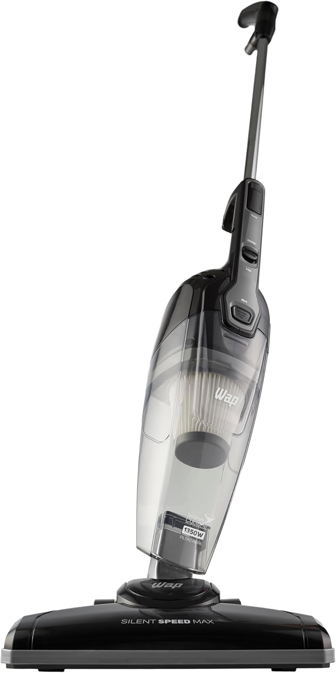 WAP Aspirador de Pó Vertical SILENT SPEED MAX 3 em 1, Compacto, 1 Litro, com Extensor Removível, 85mbar 1350W 127V