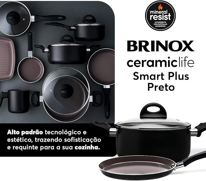 Brinox - Jogo de Panelas 8 Peças Ceramic Life Smart Plus - Vanilla