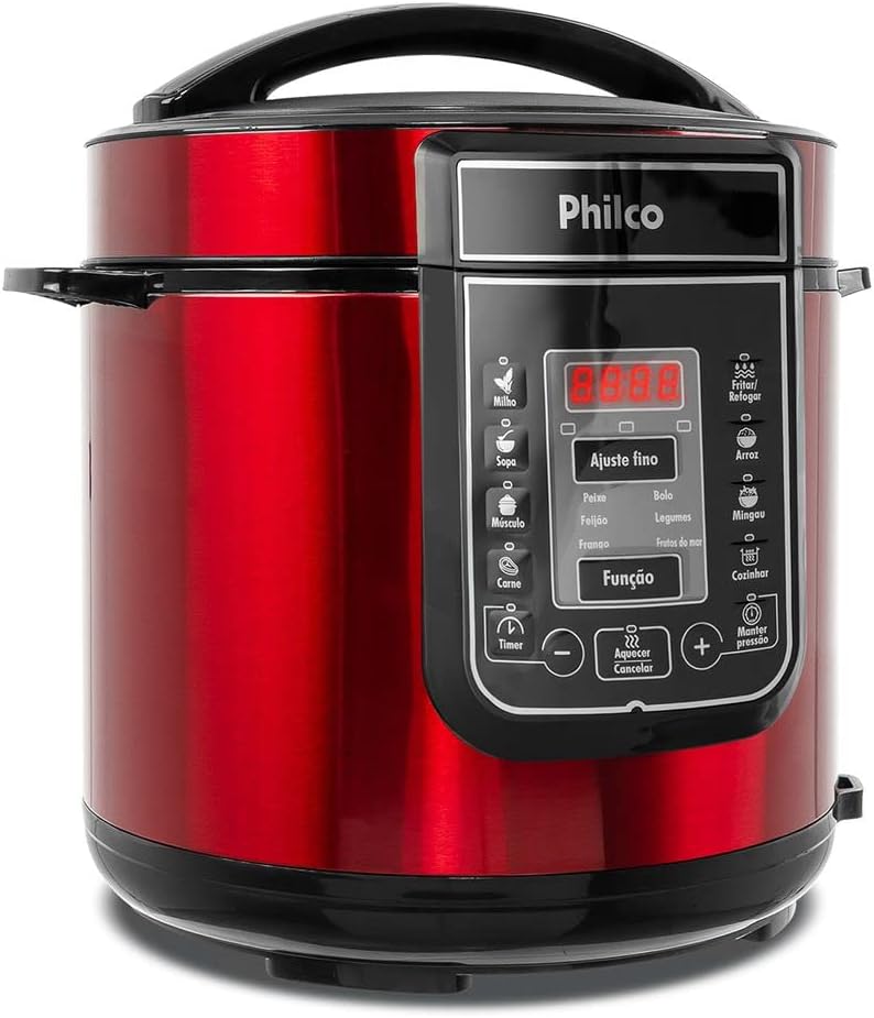 Panela de pressão, Digital inox red ppp01, 6L, Vermelho, Philco