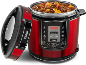 Panela de pressão, Digital inox red ppp01, 6L, Vermelho, Philco