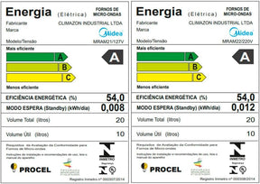 Forno Micro-ondas 20L Branco Espelhado Midea 127V MRAM21