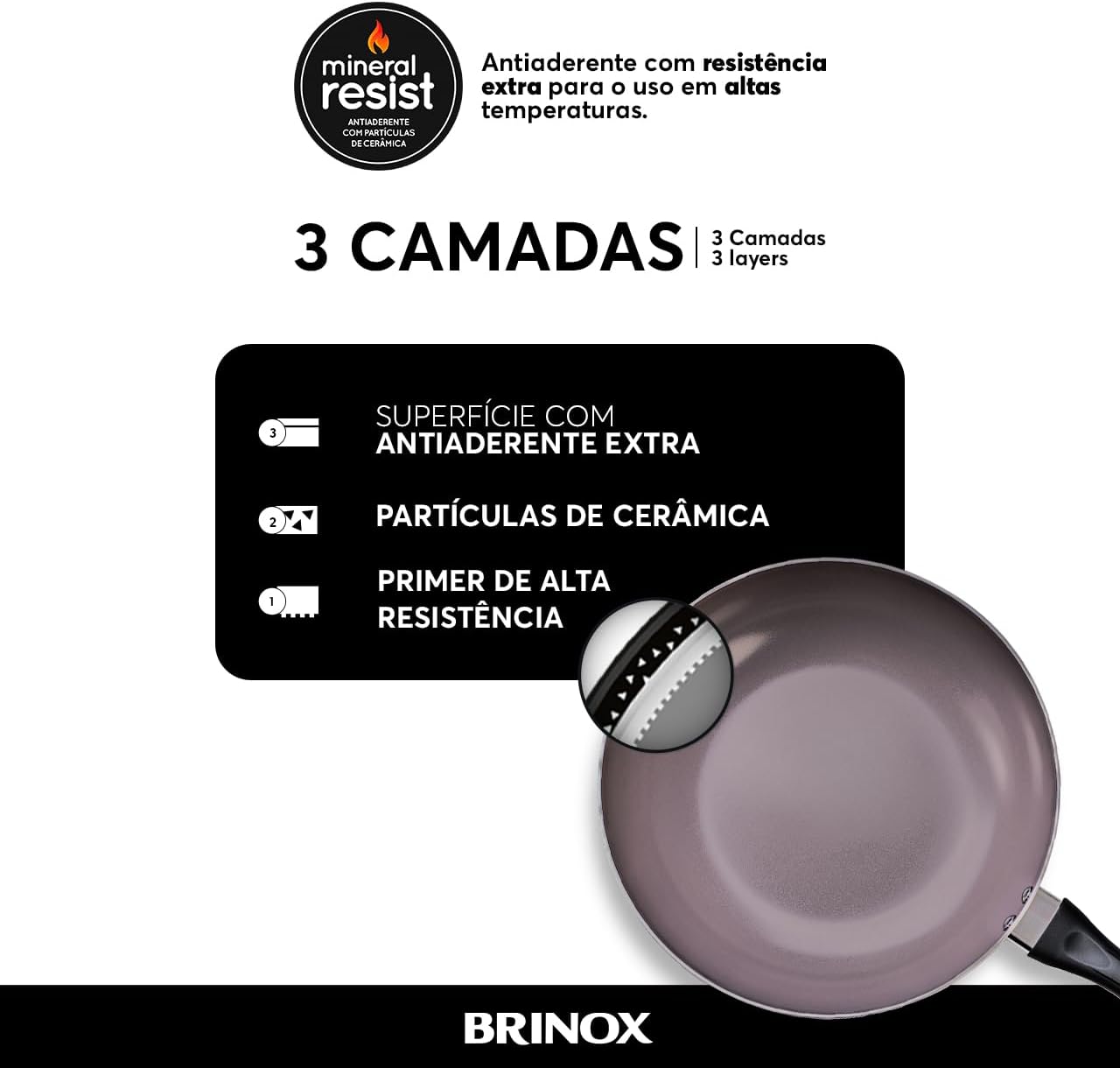 Brinox - Jogo de Panelas 8 Peças Ceramic Life Smart Plus - Vanilla