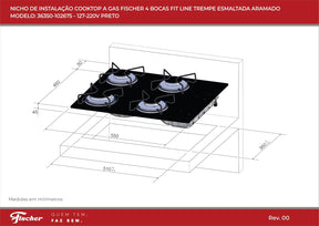 Fischer Cooktop à Gás 4 Bocas Fit Line