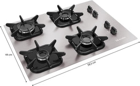 Cooktop Mueller 4 Bocas de Alumínio com Queimador Ultra Chama MCG4BK