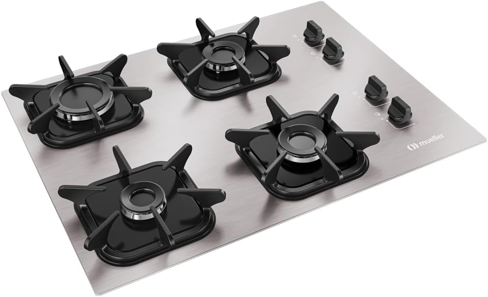 Cooktop Mueller 4 Bocas de Alumínio com Queimador Ultra Chama MCG4BK