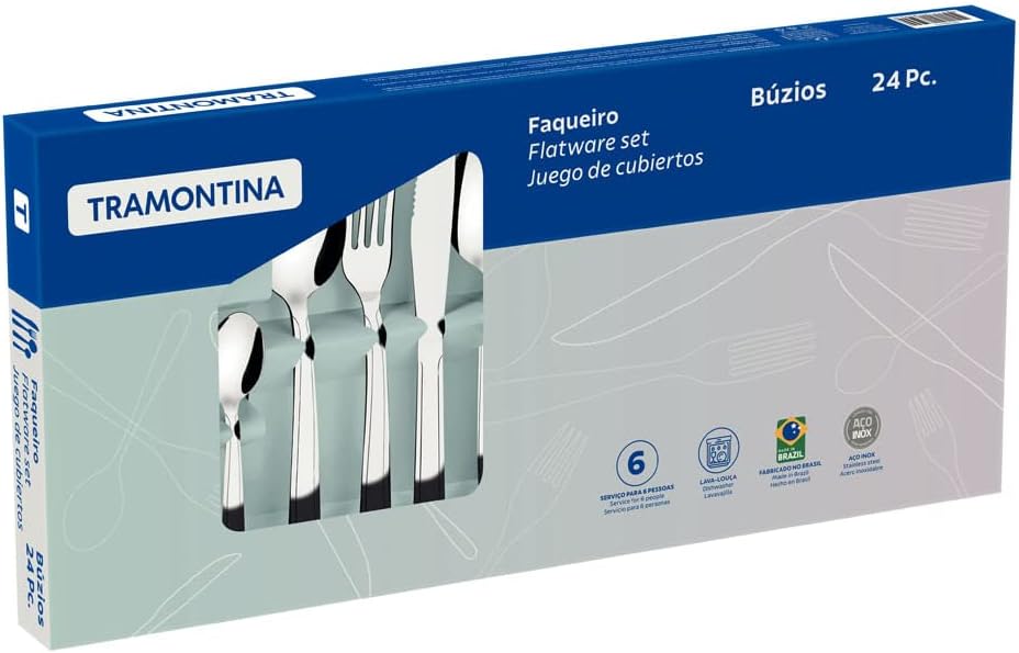 Faqueiro em Aço Inox Búzios com 24 Peças