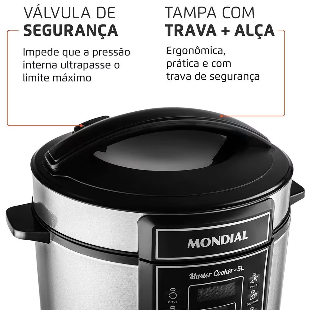 Panela Elétrica de Pressão Mondial Digital Master Cooker PE-38 5L - Preta