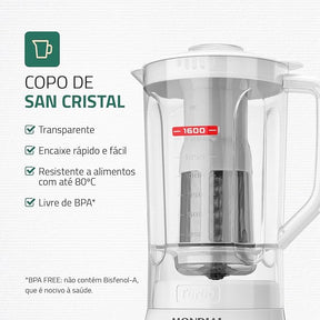 Liquidificador Mondial, Turbo Power - Branco 550W, 2,2 L - L-99 FB