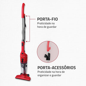 Aspirador de Pó Turbo Cycle, Mondial, Vermelho/Preto, 1100W, 220V - AP-36