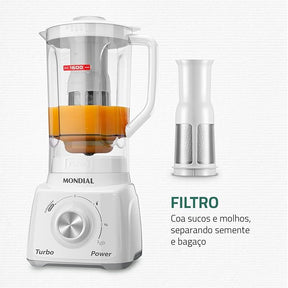 Liquidificador Mondial, Turbo Power - Branco 550W, 2,2 L - L-99 FB