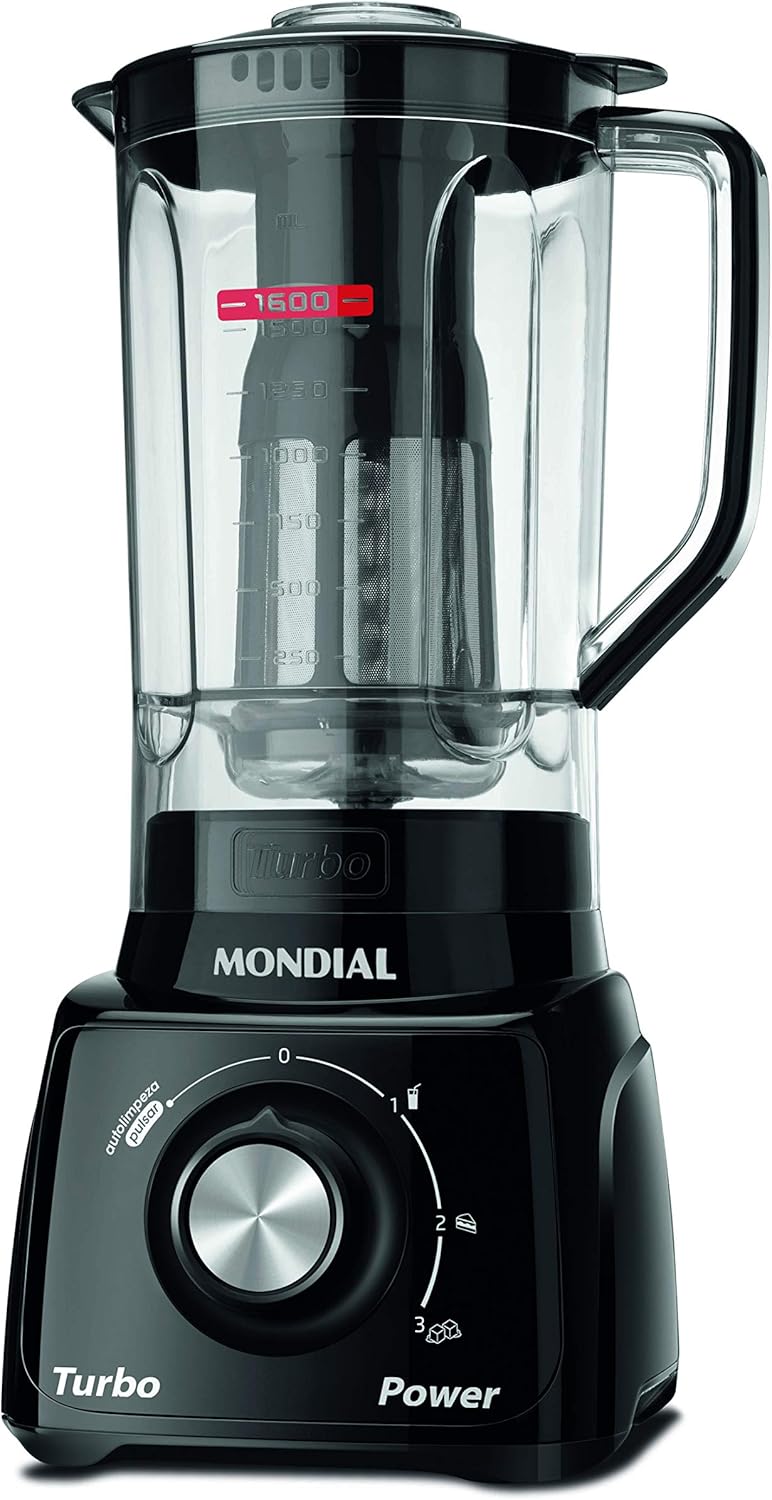 Liquidificador Mondial, Turbo Power - Preto 550W,  Preto, 2,2 L - L-99 FB