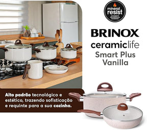 Brinox - Jogo de Panelas 8 Peças Ceramic Life Smart Plus - Vanilla