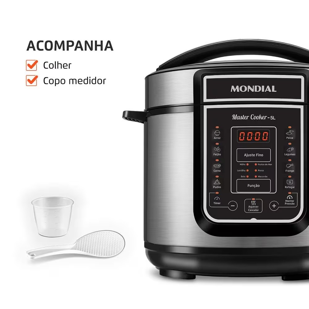 Panela Elétrica de Pressão Mondial Digital Master Cooker PE-38 5L - Preta