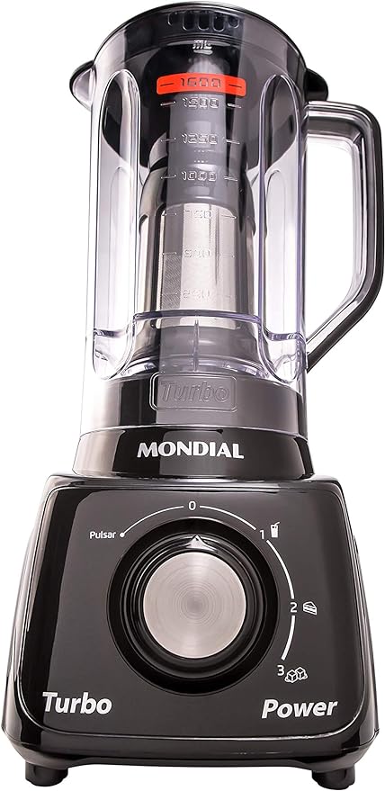 Liquidificador Mondial, Turbo Power - Preto 550W,  Preto, 2,2 L - L-99 FB