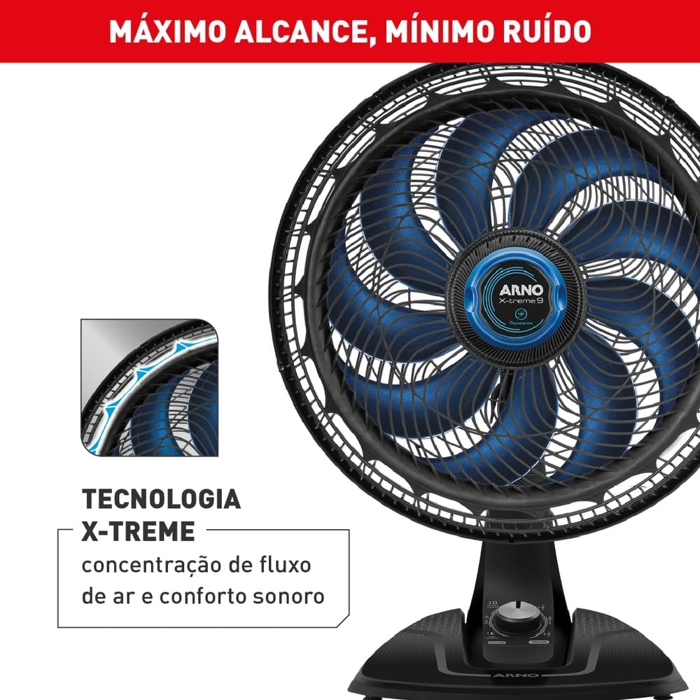 Ventilador Arno X-treme 9 Mesa Repelente 9 pás 160W 40cm