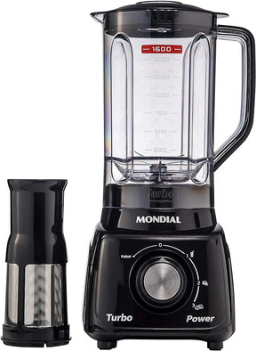 Liquidificador Mondial, Turbo Power - Preto 550W,  Preto, 2,2 L - L-99 FB