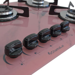 Cooktop Premium 5 bocas Ultra chama Marmorizado Rosa Chamalar Bivolt.