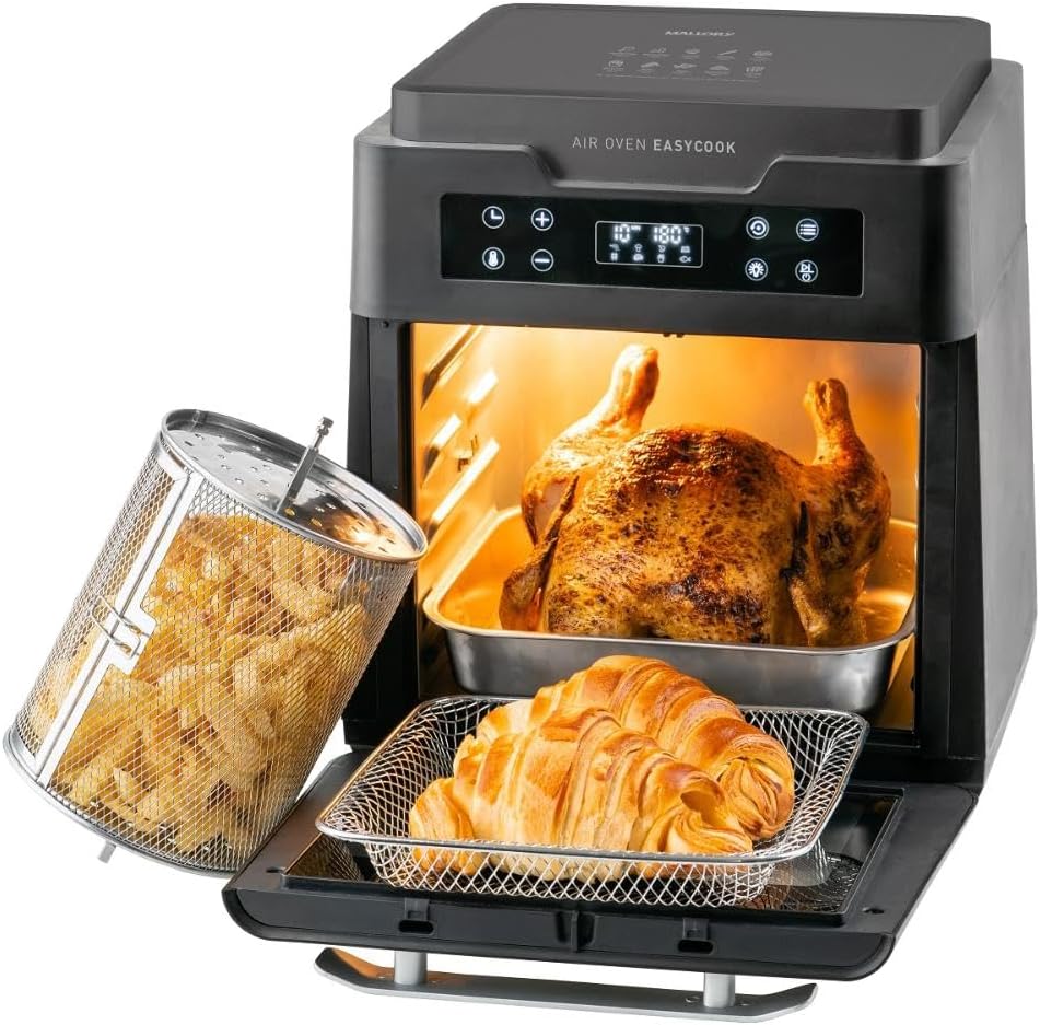 Fritadeira Air Oven Easycook Mallory 1500W Com12 Litros, Painel de LED, Visor de Vidro e Luz Interna, Multi função